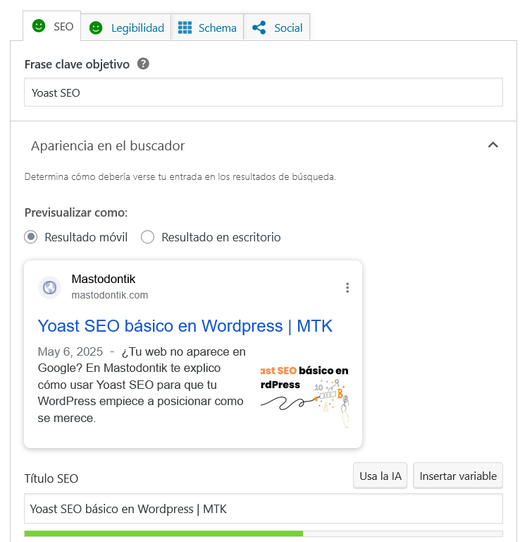 Yoast SEO contento Yoast SEO contento