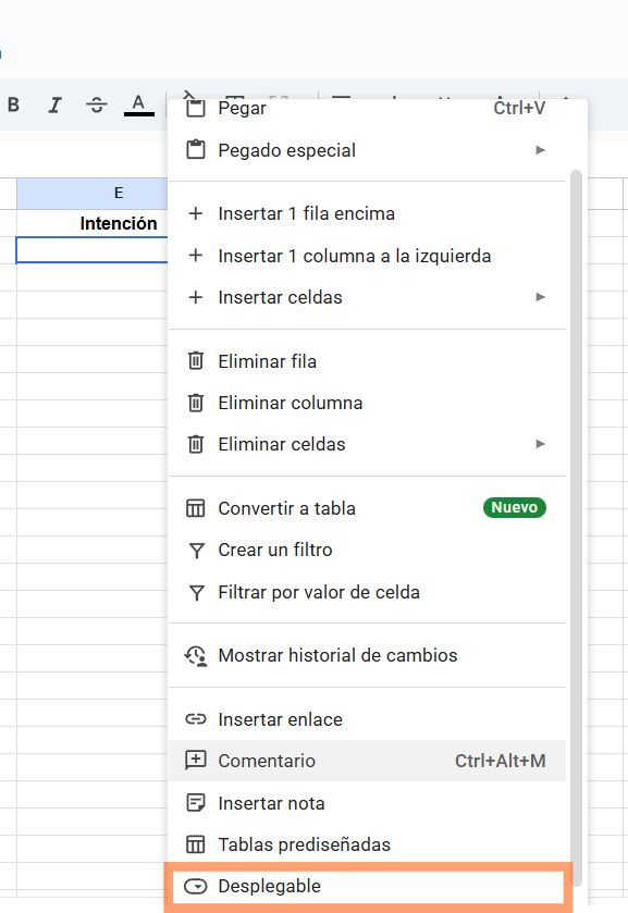 Desplegable para elegir opción adecuada a la keyword Desplegable para elegir opción adecuada a la keyword